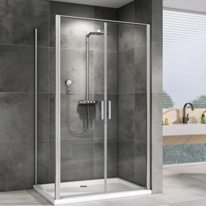 Душевой уголок Abber Sonnenstrand AG04100C-S80 80x100, профиль хром, стекло прозрачное, прямоугольный, двери распашные