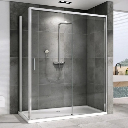 Душевой уголок Abber Komfort AG93150-S92 150x90, профиль хром, стекло прозрачное, прямоугольный, двери раздвижные