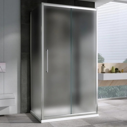 Душевой уголок Abber Schwarzer Diamant AG30120MH-S90M-S90M 120х90, профиль хром, стекло матовое, прямоугольный, двери раздвижные