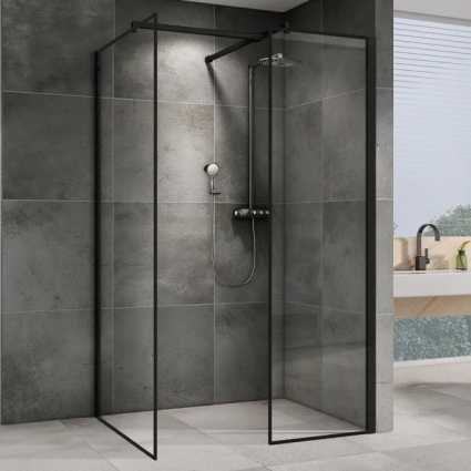 Душевой уголок Abber Immer Offen AG67129B 120x90, профиль черный, стекло прозрачное, прямоугольный