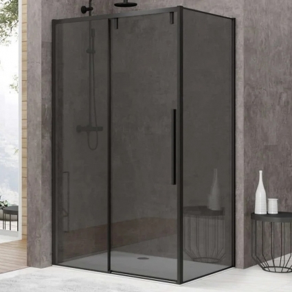 Душевой уголок Black&White Stellar Wind S898 Black-Grey 120х90, профиль черный матовый, стекло тонированное, прямоугольный, двери раздвижные