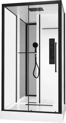 Душевая кабина Black&White Galaxy G8028 1150х900х2170, с низким поддоном, прямоугольная, с гидромассажем