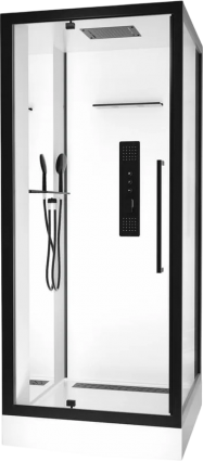 Душевая кабина Black&White Galaxy G8022 900х900х2170, с низким поддоном, квадратная, с гидромассажем