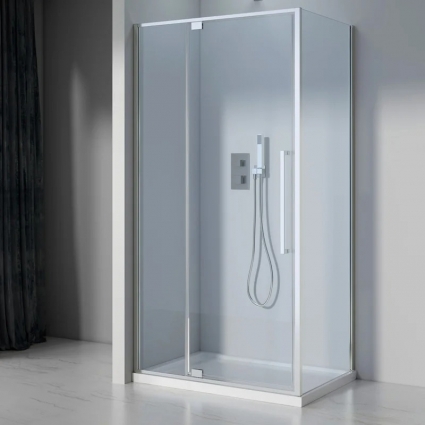 Душевой уголок Black&White Stellar Wind S812 CC 100х100, профиль хром, стекло прозрачное, квадратный, двери распашные