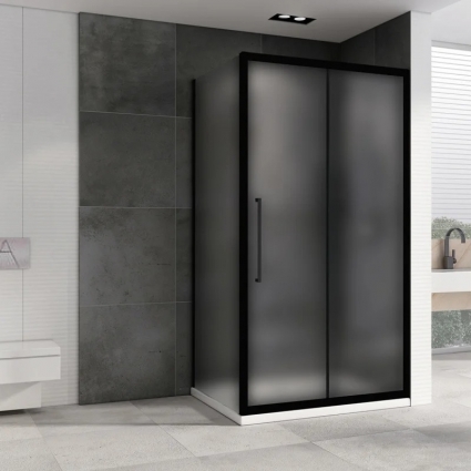 Душевой уголок Abber Schwarzer Diamant AG30180BH-S50B 180x50, профиль черный,  стекло прозрачное, прямоугольный, двери раздвижные