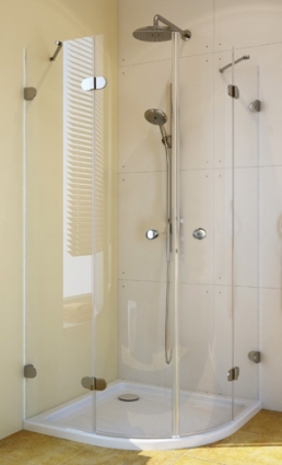 Душевой уголок GuteWetter Lux Meliori GK-002 100x100 см стекло бесцветное, фурнитура хром, четверть круга, двери распашные