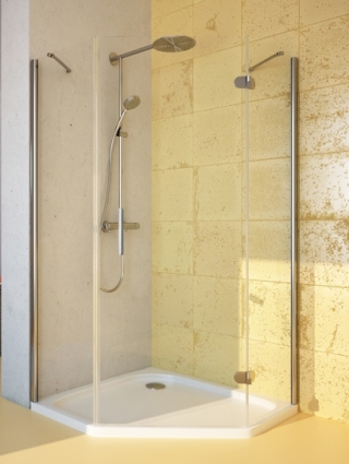 Душевой уголок GuteWetter Lux Festt GK-101 правый 90x90 см стекло бесцветное, профиль хром, двери распашные