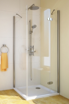 Душевой уголок GuteWetter Lux Square GK-103 правый 90x90 см стекло бесцветное, профиль хром, квадратный, двери распашные