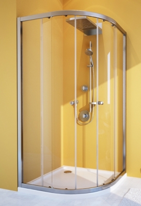 Душевой уголок GuteWetter Shape Round GK-864A 80x80 см стекло бесцветное, профиль хром, четверть круга, двери раздвижные