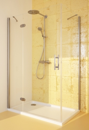 Душевой уголок GuteWetter Lux Rectan GK-103 левый 100x80 см стекло бесцветное, профиль хром, прямоугольный, двери распашные