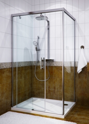 Душевой уголок GuteWetter Slide Rectan GK-863A левая 130x90 см стекло бесцветное, профиль хром, прямоугольный, двери раздвижные
