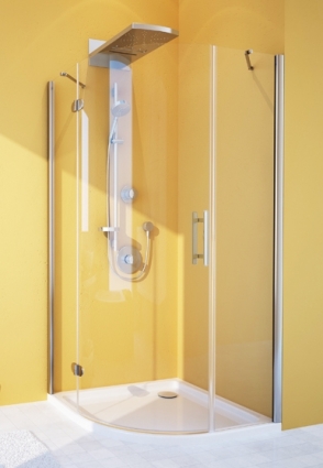 Душевой уголок GuteWetter Lux Meliori GK-101 левый 100x100 см стекло бесцветное, профиль хром, четверть круга, двери распашные