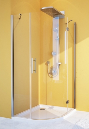 Душевой уголок GuteWetter Lux Meliori GK-101 правый 90x90 см стекло бесцветное, профиль хром, четверть круга, двери распашные