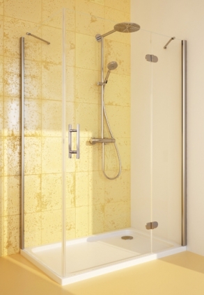 Душевой уголок GuteWetter Lux Rectan GK-103 правый 100x90 см стекло бесцветное, профиль хром, прямоугольный, двери распашные