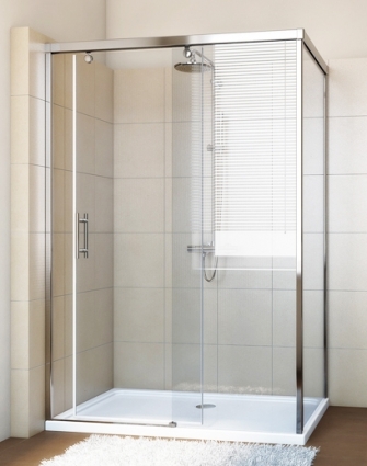 Душевой уголок GuteWetter Slide Rectan GK-863B правая 150x70 см стекло бесцветное, профиль хром, прямоугольный, двери раздвижные