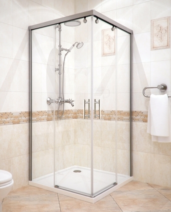 Душевой уголок GuteWetter Slide Square GK-864 85x85 см стекло бесцветное, профиль хром, квадратный, двери раздвижные