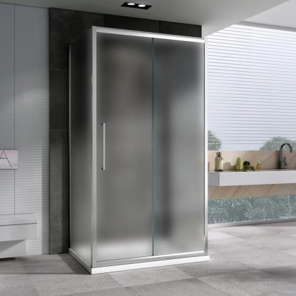 Душевой уголок Abber Schwarzer Diamant AG30160MH-S60M-S60M 160x60, профиль хром, стекло матовое, прямоугольный, двери раздвижные