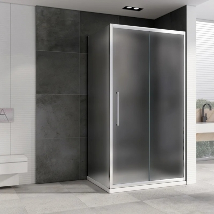 Душевой уголок Abber Schwarzer Diamant AG30140MH-S60M 140x60, профиль хром, стекло матовое, прямоугольный, двери раздвижные