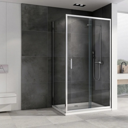 Душевой уголок Abber Schwarzer Diamant AG301105-S605 110x60, профиль хром, стекло прозрачное, прямоугольный, двери раздвижные