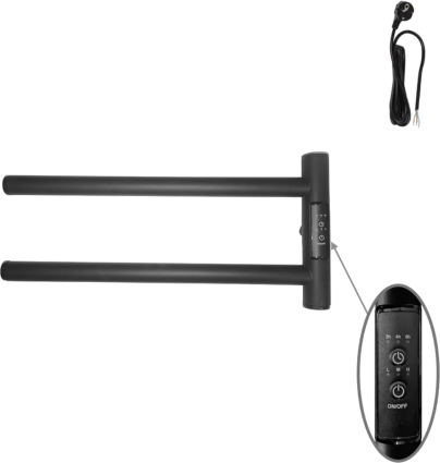 Полотенцесушитель электрический Маргроид Cook 1840-1049-9005R 19х40.5 R, черный матовый, E-образный