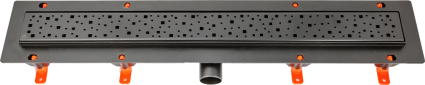 Душевой трап (лоток) Creto Quadro CRE-750 QB 75 см, черный, в пол, выпуск боковой