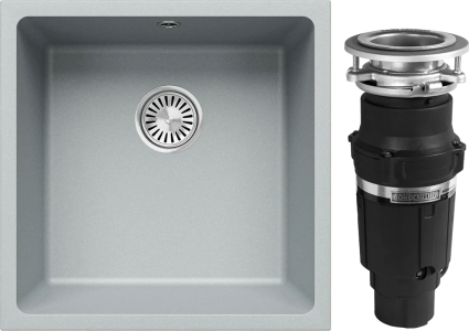 Комплект Мойка кухонная Tolero Classic R-128 платина + Измельчитель Bone Crusher BC 610-AS матовая, квадратная