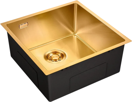 Мойка кухонная Emar PVD EMB-131 PVD Nano Golden матовая, квадратная, 42x44 см