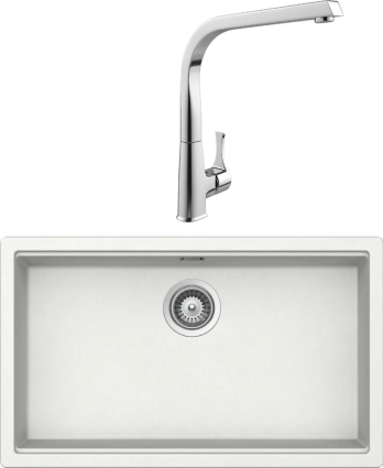 Комплект Мойка кухонная Schock Lahti 701051U 80 Cristalite альпина + Смеситель MEGA Mega MG-SUN03 матовая, прямоугольная