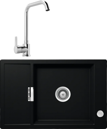 Комплект Мойка кухонная Schock Eton 60D Small Cristadur пуро + Смеситель MEGA Ege MG-PL10 хром матовая, прямоугольная