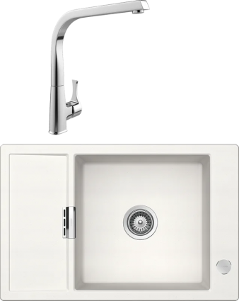 Комплект Мойка кухонная Schock Eton 60D Small Cristadur поларис + Смеситель MEGA Mega MG-SUN03 матовая, прямоугольная
