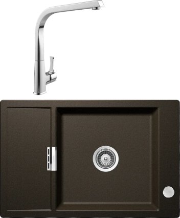 Комплект Мойка кухонная Schock Eton 60D Small Cristadur бронза + Смеситель MEGA Mega MG-SUN03 матовая, прямоугольная