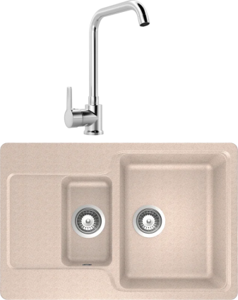 Комплект Мойка кухонная Schock Cambridge 60D Cristalite эверест + Смеситель MEGA Ege MG-PL10 хром матовая, прямоугольная