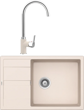 Комплект Мойка кухонная Schock Optima 60D Max Cristalite эверест + Смеситель Cristalite Simi эверест матовая, прямоугольная