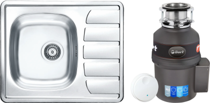 Комплект Мойка кухонная Alveus Zoom 10 + Измельчитель Bort Titan 9000 полированная, прямоугольная