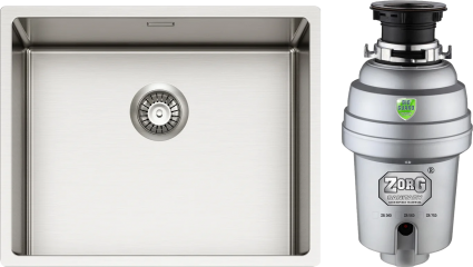 Комплект Мойка кухонная Alveus Nox 50 + Измельчитель Zorg Inox D ZR-56 D брашированная, прямоугольная
