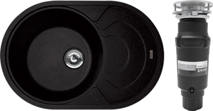 Комплект Мойка кухонная Florentina Родос 760 антрацит + Измельчитель Bone Crusher BC 910-SL-Slim Line матовая, овальная