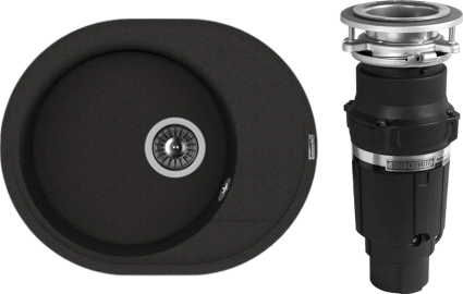 Комплект Мойка кухонная Florentina Родос 580 черный + Измельчитель Bone Crusher BC 610-AS матовая, овальная