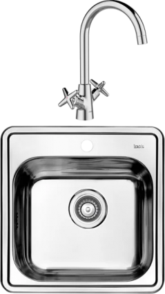 Комплект Мойка кухонная Iddis Strit STR48P0i77S с сифоном + Смеситель Acros ACRSB00i05 хром, полированная, квадратная