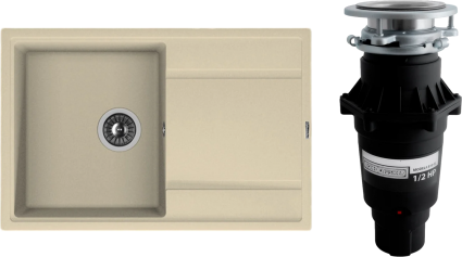 Комплект Мойка кухонная Florentina Липси 780 шампань + Измельчитель Bone Crusher BC 810-SL Slim Line матовая, прямоугольная