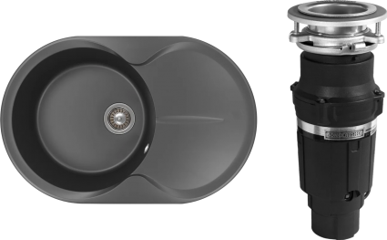 Комплект Мойка кухонная Florentina Лацио 780 антрацит + Измельчитель Bone Crusher BC 610-AS матовая, овальная