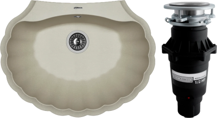 Комплект Мойка кухонная Florentina Гребешок грей + Измельчитель Bone Crusher BC 810-SL Slim Line матовая, овальная