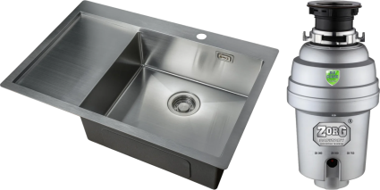 Комплект Мойка кухонная Zorg Light ZL R 780510-R + Измельчитель Inox D ZR-38 D брашированная, прямоугольная