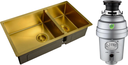 Комплект Мойка кухонная Zorg Light ZL R 780-2-440 BRONZE + Измельчитель Inox D ZR-38 D брашированная, прямоугольная