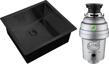 Комплект Мойка кухонная Zorg Light ZL R 480440 GRAFIT + Измельчитель Inox D ZR-56 D прямоугольная,  в современном стиле