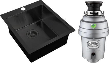 Комплект Мойка кухонная Zorg Light ZL R 450510 GRAFIT + Измельчитель Inox D ZR-56 D брашированная, прямоугольная