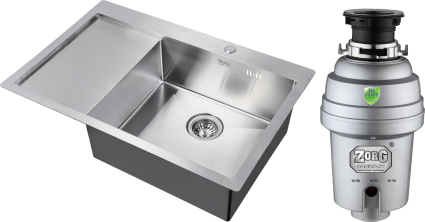 Комплект Мойка кухонная Zorg Inox R 7851 R + Измельчитель Inox D ZR-56 D брашированная, прямоугольная