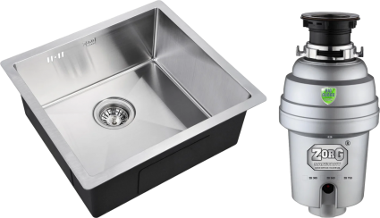 Комплект Мойка кухонная Zorg Inox R 4844 + Измельчитель Inox D ZR-56 D брашированная, прямоугольная