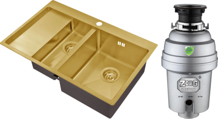 Комплект Мойка кухонная Zorg Inox PVD SZR 5178-2-R bronze + Измельчитель Inox D ZR-38 D брашированная, прямоугольная