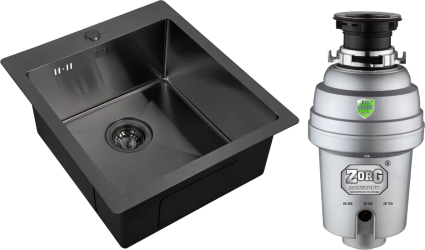 Комплект Мойка кухонная Zorg Inox PVD Inox PVD 4551 grafit + Измельчитель Inox D ZR-38 D прямоугольная,  в стиле hi-tech