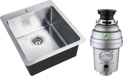 Комплект Мойка кухонная Zorg Inox HD 4551 + Измельчитель Inox D ZR-38 D брашированная, прямоугольная